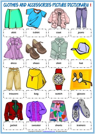 Clothes and accessories vocabulary | PDF