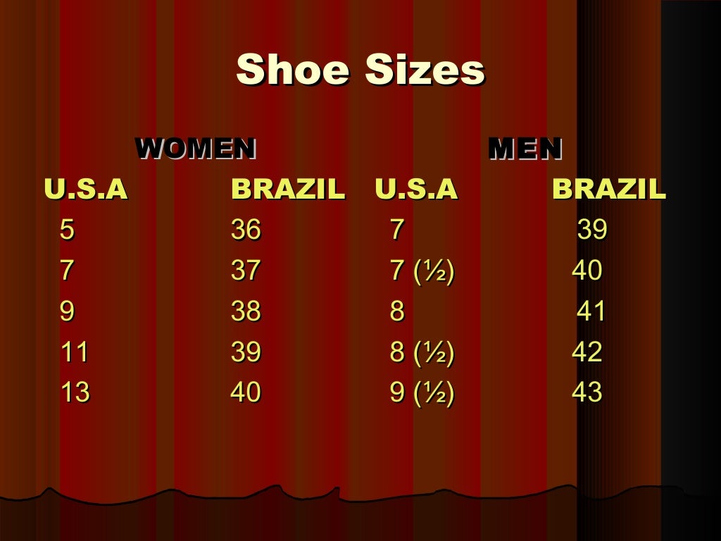 brazilian shoes sizes converted us
