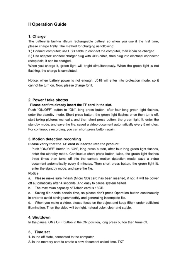 Clothes hook spy camera user guide PDF