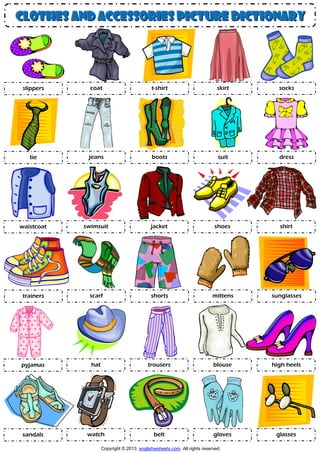 Clothes pictionary 1 poster vocabulary worksheet | PDF