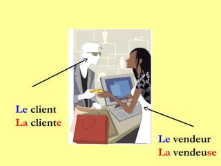 Le client
La cliente
Le vendeur
La vendeuse
 