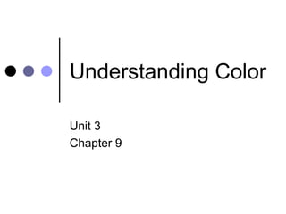 Understanding Color
Unit 3
Chapter 9
 
