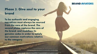 Phase 1: Map the territory
The first phase of the methodology
deconstructs the fundamental human
motives driving the sales and profit of the
category, establishes the relevant
psychographic territories and reveals the way
that the brands are mapped in people’s mind
 