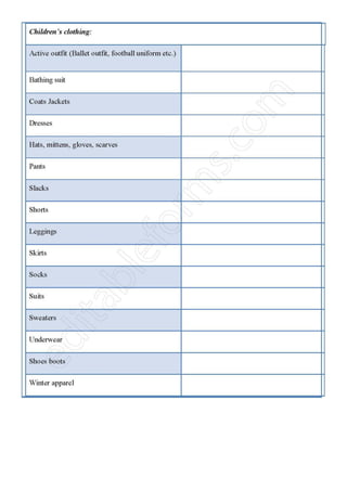 Inventory Form Html Clothing Inventory Fillable PDF Template | PDF