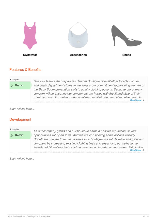 Clothing line business plan example