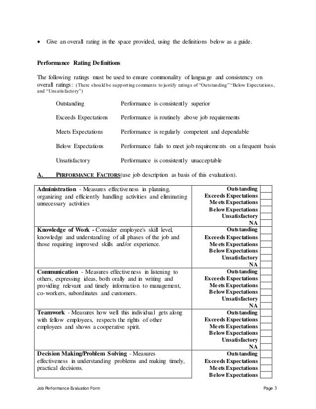 Clothing sales associate performance appraisal