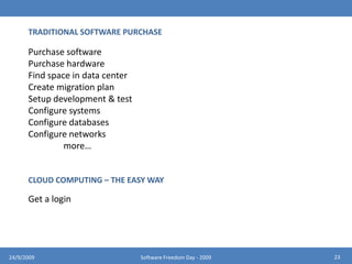 Infrastructure as a service (IaaS)1924/9/2009Software Freedom Day - 2009