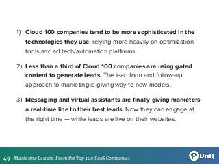 Companies were chosen for analysis based on the 2017 Forbes Cloud 100 list.
Company/marketing team demographic data was so...