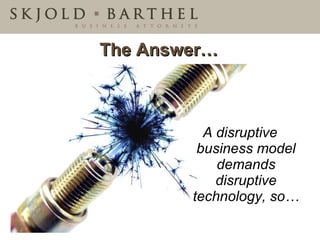 The Answer… A disruptive business model demands disruptive technology, so… 