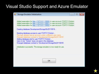 Visual Studio Support and Azure Emulator
 