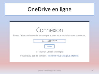 OneDrive en ligne
@telier - Médiathèque de Lorient 38
 