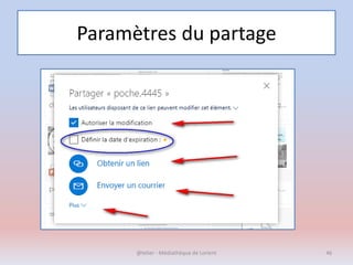 Paramètres du partage
@telier - Médiathèque de Lorient 46
 