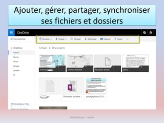 Ajouter, gérer, partager, synchroniser
ses fichiers et dossiers
Médiathèque - Lorient
 