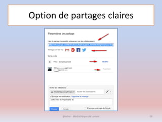 Option de partages claires
@telier - Médiathèque de Lorient 69
 