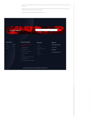 Connect with Global Digital Solutions today and embark on a journey towards bespoke mobile app development. We can assure you the best service at an
affordable rate.
Partnering with us will help you empower your business while delighting your target customers. Drive your business to a huge success and enjoy a truly
wonderful experience to catapult your business to newer heights.
Unlock the Power of Bespoke Mobile Apps with Global Digital Solutions!
ERP
 HRMS

CMMS
 IOT

F&B

Bespoke Mobile Application
Development

SAP Mobile Services
Bigdata Analytics

Cyber Security Technology

Drone Technology

FinTech

IC Design and Embedded Software

Telecommunications

Virtual, Augmented, Extended Reality

Home

About Us

Business Consulting

Career

Blog

Contact

Work and general inquiries
+60142532526
Official email
contact@global-digitals.com
Global Digital Solutions Sdn. Bhd.- ©Copyright 2024. All rights reserved.
Your Email Address Share
Connect with us
Our Services Products & Solutions Quick Link Reach Us

 