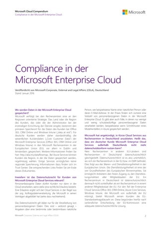 Microsoft Cloud Compendium
Compliance in der Microsoft Enterprise Cloud
Microsoft Corporate, External and Legal Affairs (C...