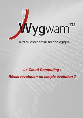 LE CLOUD COMPUTING :
            REELLE EVOLUTION
         OU SIMPLE EVOLUTION ?


        Le Cloud Computing :
Réelle révolution ou simple évolution ?
 