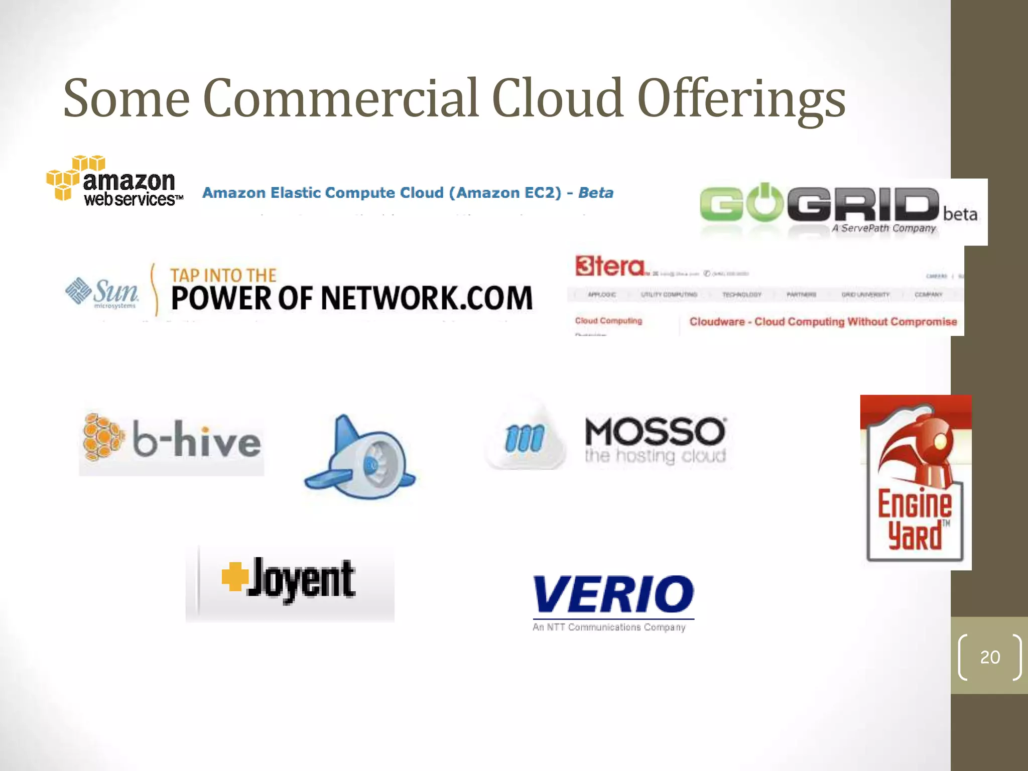 Some Commercial Cloud Offerings
20
 