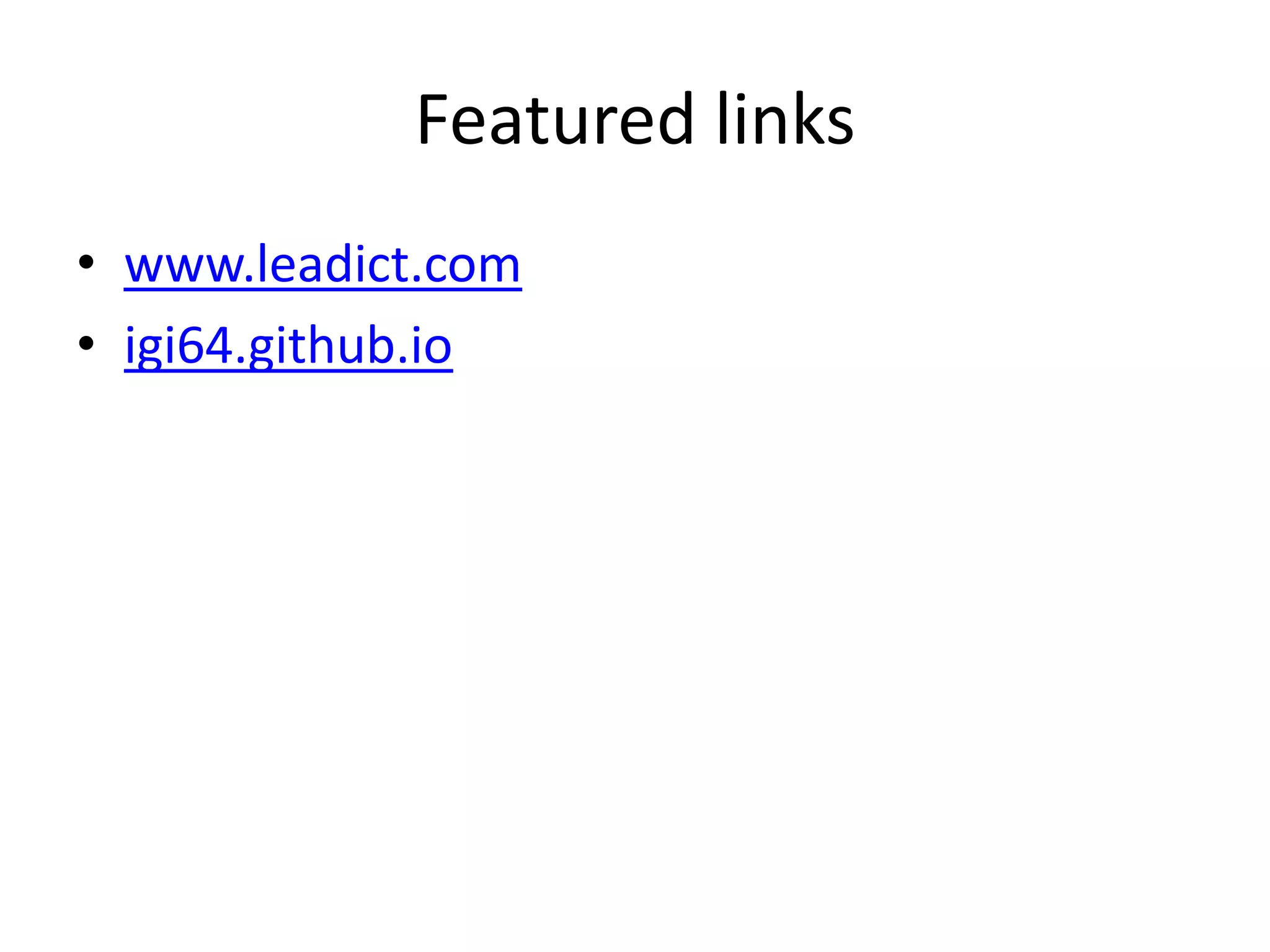 Featured links
• www.leadict.com
• igi64.github.io

 