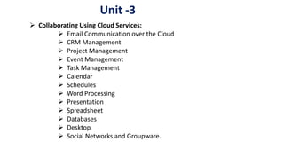  Cloud collaboration is a type of enterprise collaboration that allows employees to work together on documents
and other ...