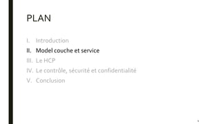 PLAN
I. Introduction
II. Model couche et service
III. Le HCP
IV. Le contrôle, sécurité et confidentialité
V. Conclusion
4
 