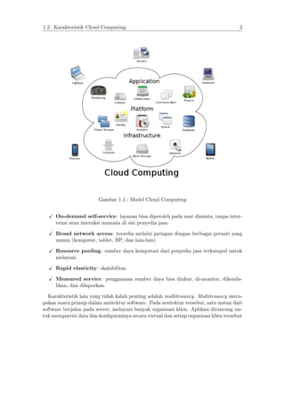 1.2. Karakteristik Cloud Computing 2
Gambar 1.1.: Model Cloud Computing
On-demand self-service: layanan bisa diperoleh pad...