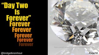 @bridgetkromhout #yow18
“Day Two
Is
Forever”
Forever
Forever
Forever
Forever
Forever ﬂickr.com/photos/sirtrentalot/3195464062/ (CC BY 2.0)
 