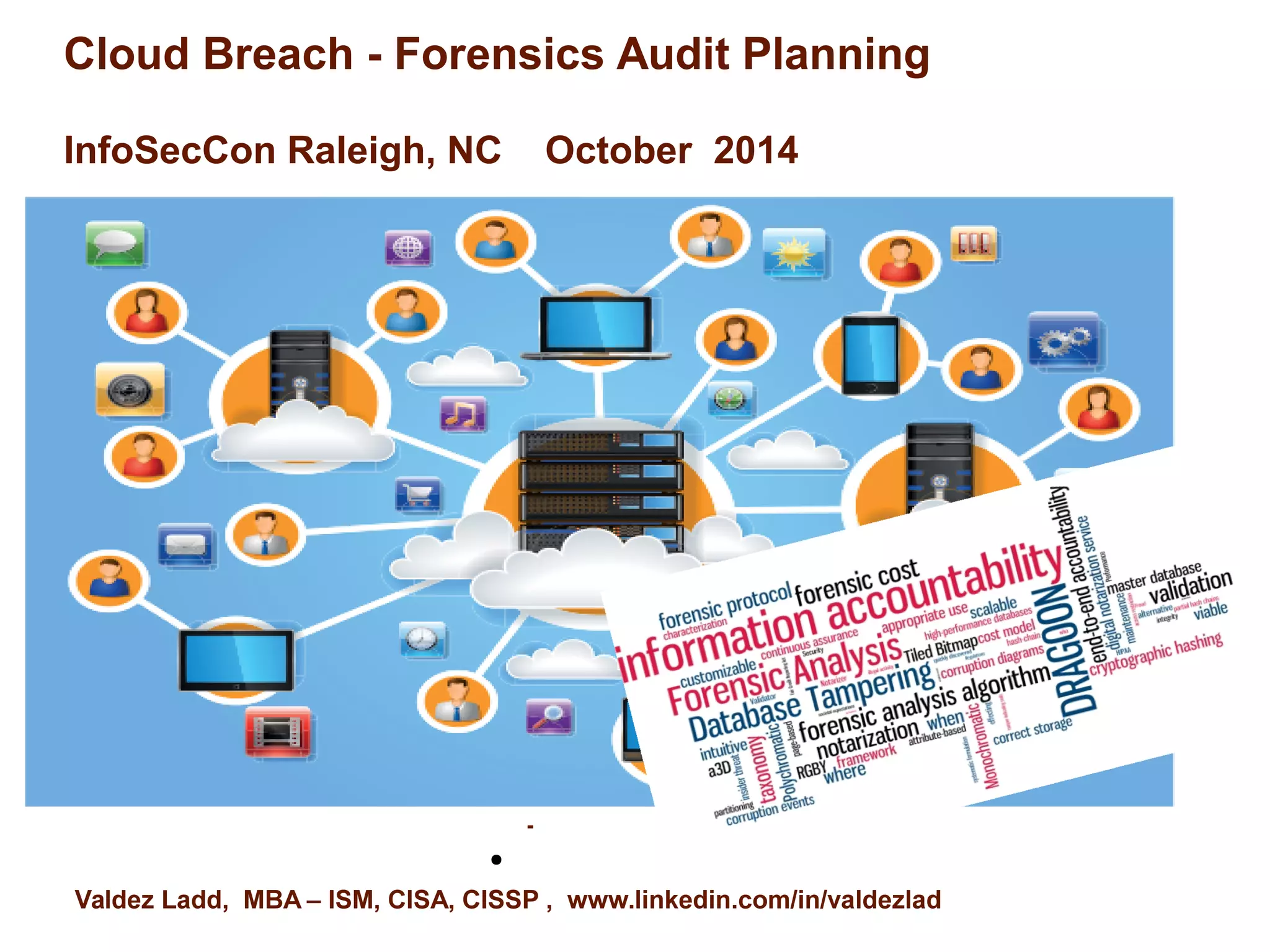 Cloud Breach - Forensics Audit Planning 
InfoSecCon Raleigh, NC October 2014 
 