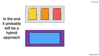 @koenighotze
David Schmitz
In the end
it probably
will be a
hybrid
approach
 