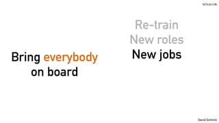 @koenighotze
David Schmitz
Bring everybody
on board
Re-train
New roles
New jobs
 