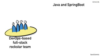 @koenighotze
David Schmitz
Java and SpringBoot
DevOps-based
full-stack
rockstar team
 