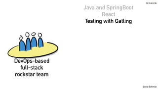 @koenighotze
David Schmitz
Java and SpringBoot
React
Testing with Gatling
DevOps-based
full-stack
rockstar team
 
