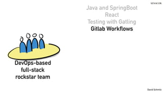 @koenighotze
David Schmitz
Java and SpringBoot
React
Testing with Gatling
Gitlab Workflows
DevOps-based
full-stack
rockstar team
 