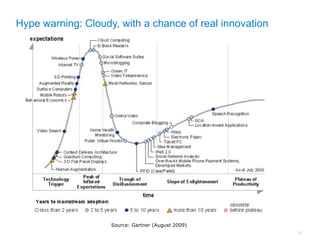 Hype warning: Cloudy, with a chance of real innovation




                    Source: Gartner (August 2009)
                                                         16
 