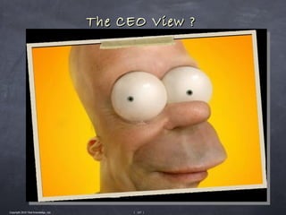 The CEO View ?




Copyright 2010 Tikal Knowledge, Ltd.         | 127 |
 