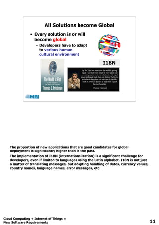 All Solutions become Global
• Every solution is or will
become global
– Developers have to adapt
to various human
cultural environments
I18N
 