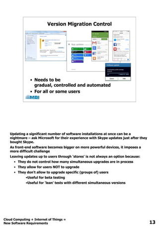 Version Migration Control
• Needs to be
gradual, controlled and automated
• For all or some users
 