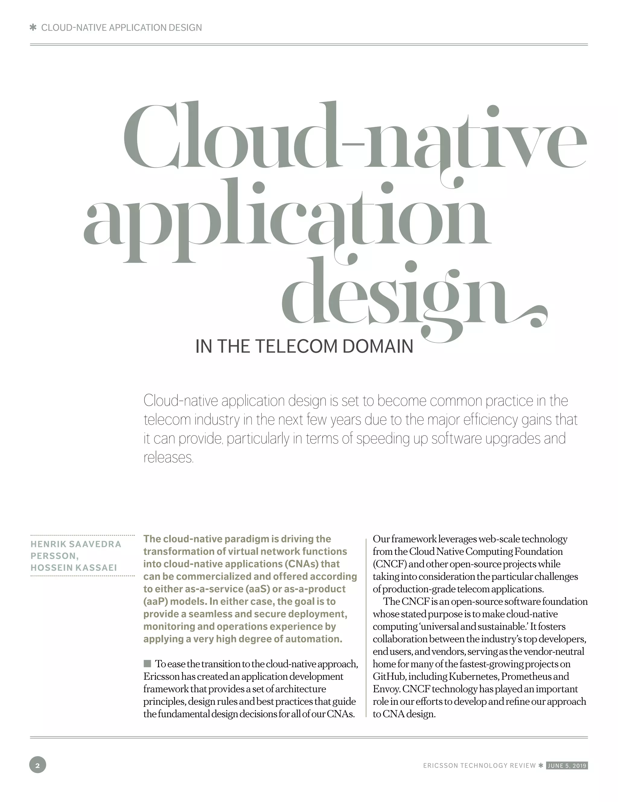 Ericsson Technology Review: Cloud-native application design in the ...