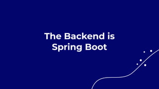 The Backend is


Spring Boot
 