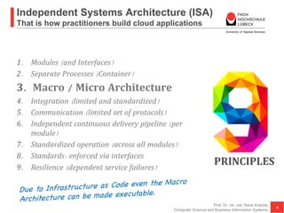 Independent Systems Architecture (ISA)
That is how practitioners build cloud applications
1. Modules (and Interfaces)
2. S...