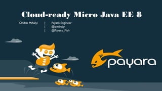 Cloud-ready Micro Java EE 8
Ondro Mihályi | Payara Engineer
| @omihalyi
| @Payara_Fish
 