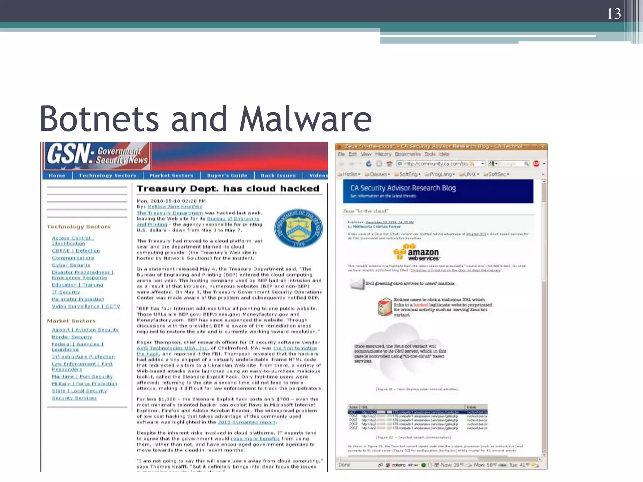 13




Botnets and Malware
 