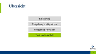 Übersicht
24
Umgebung konfigurieren
Umgebung verwalten
Fazit und Ausblick
Einführung
 