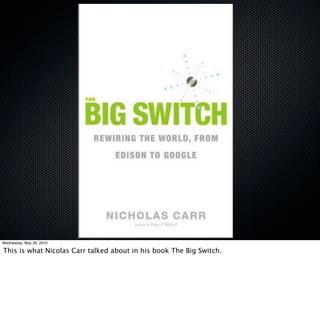 Wednesday, May 26, 2010

This is what Nicolas Carr talked about in his book The Big Switch.
 