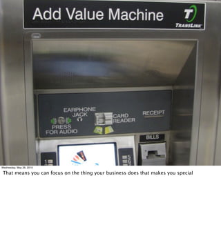 Wednesday, May 26, 2010

That means you can focus on the thing your business does that makes you special
 