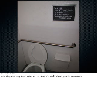 Wednesday, May 26, 2010

And stop worrying about many of the tasks you really didn’t want to do anyway.
 