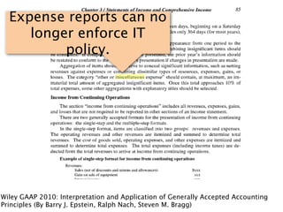 Expense reports can no
     longer enforce IT
          policy.




Wiley GAAP 2010: Interpretation and Application of Generally Accepted Accounting
Principles (By Barry J. Epstein, Ralph Nach, Steven M. Bragg)
 