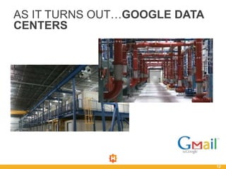 12
AS IT TURNS OUT…GOOGLE DATA
CENTERS
 