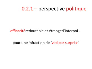 0.2.1 – perspective politique

efficacitéredoutable et étranged’interpol …
pour une infraction de ‘viol par surprise’

 