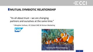 12
“Its all about trust – we are changing
partners and ourselves at the same time.”
~ Meaghan Sullivan, VP, Global SME & Partner Marketing
MUTUAL SYMBIOTIC RELATIONSHIP
Symbiotic Relationship
 